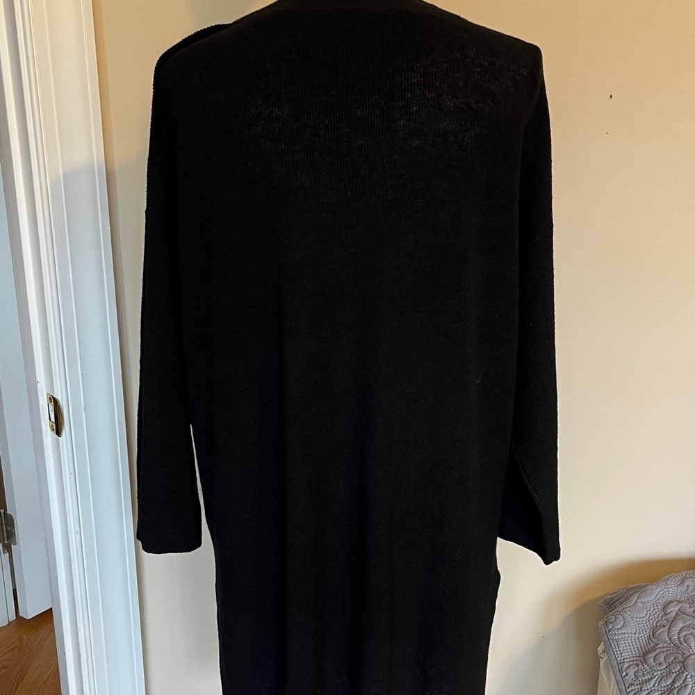 Eileen Fisher Organic Linen Sweater Long Oversize stretch pullover black S/M - Picture 4 of 9